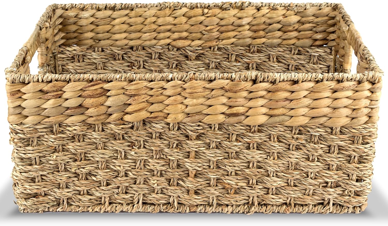 Boho Rattan Storage Basket — 17" — Large - 17" x 11" x 7.5" in.
