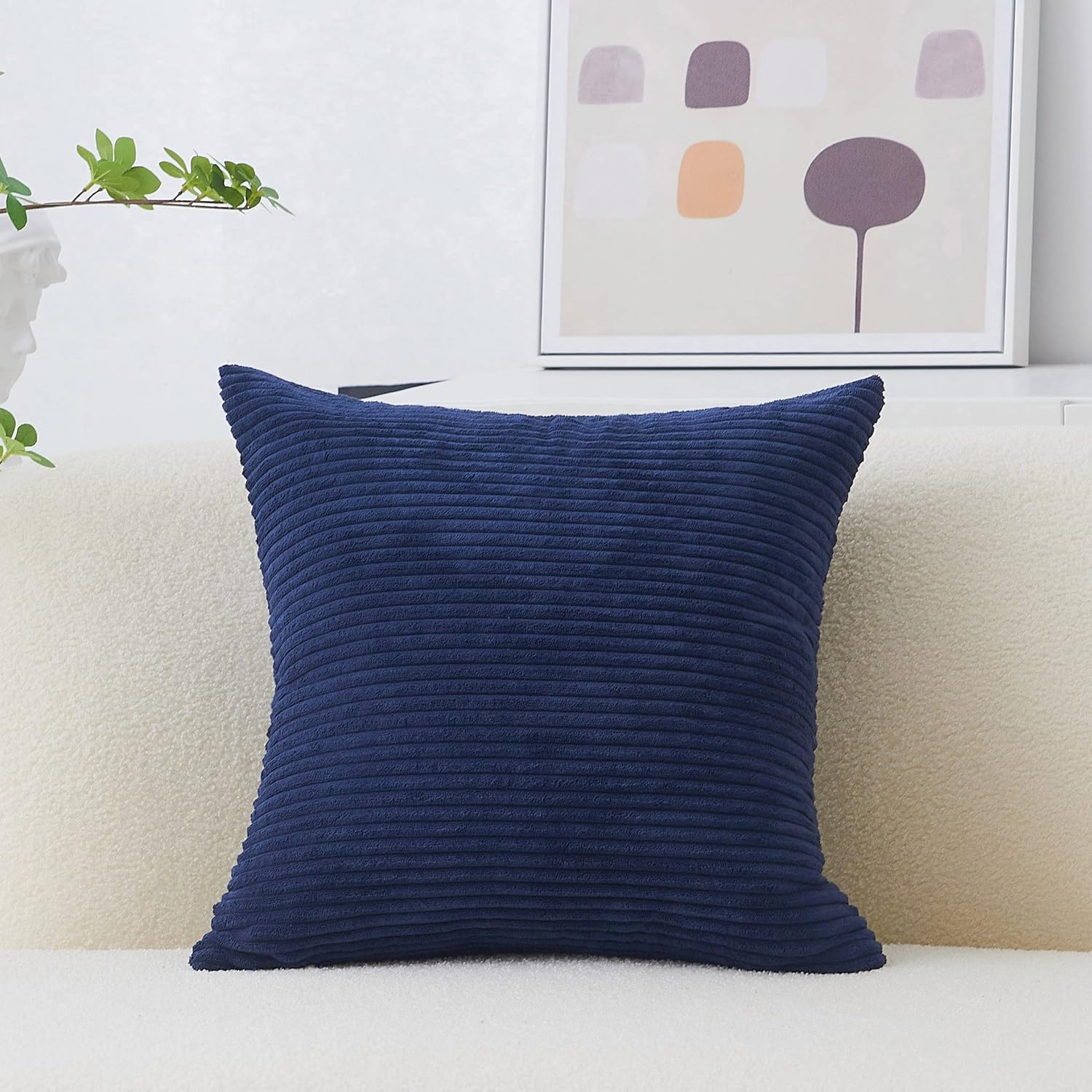 Boho Beige Throw Pillow Cover — 20" — Navy Blue