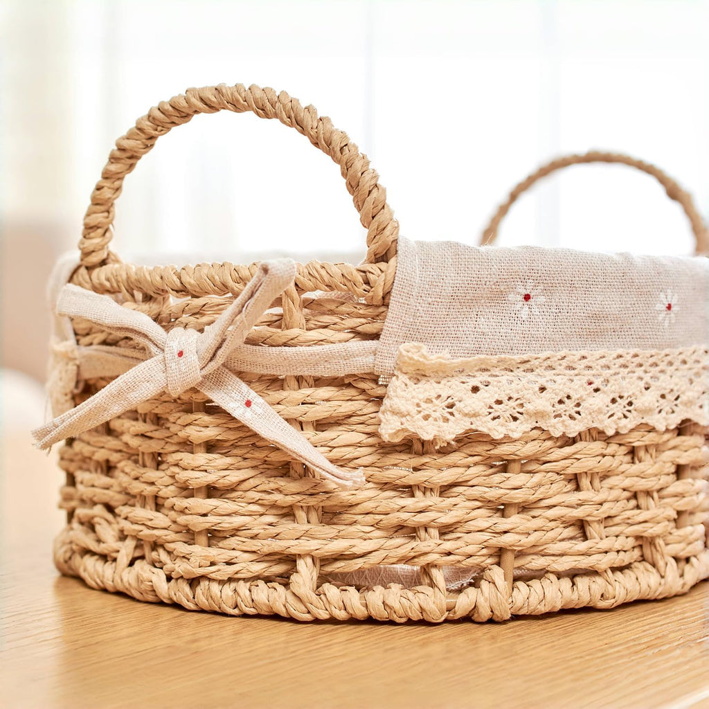Oval Boho Beige Woven Basket — Set of 2 - View 4