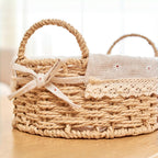 Oval Boho Beige Woven Basket — Set of 2 - View 4
