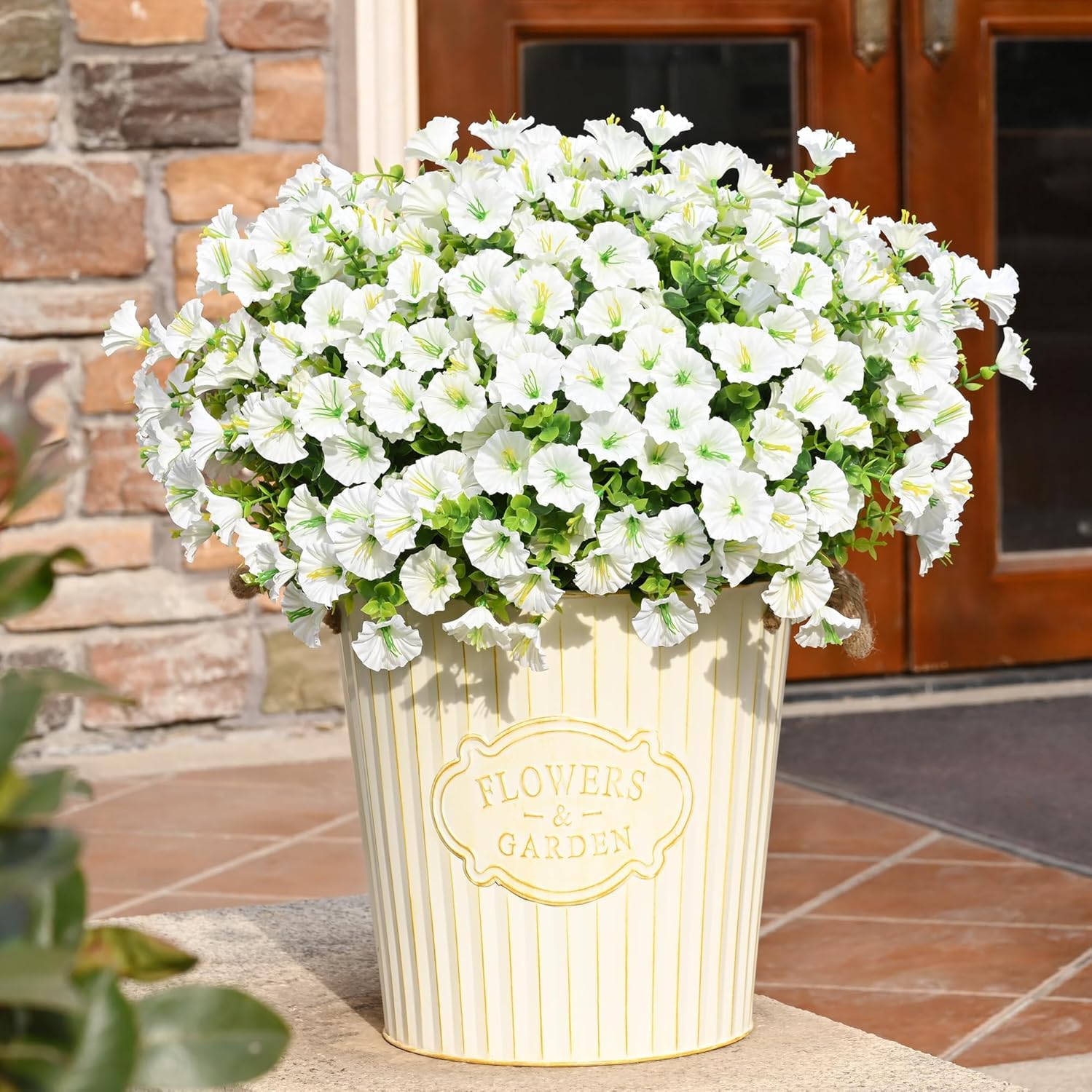 Green Faux Plant — White