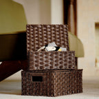 Boho Brown Woven Basket — Set of 3 - View 2