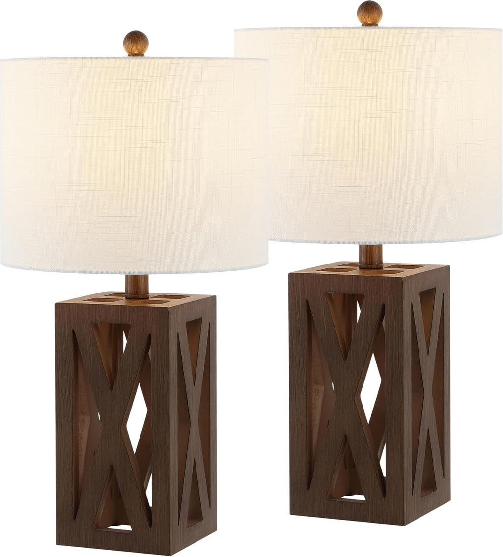 Linen Farmhouse Black Desk Lamp — 21.5" — Set of 2
