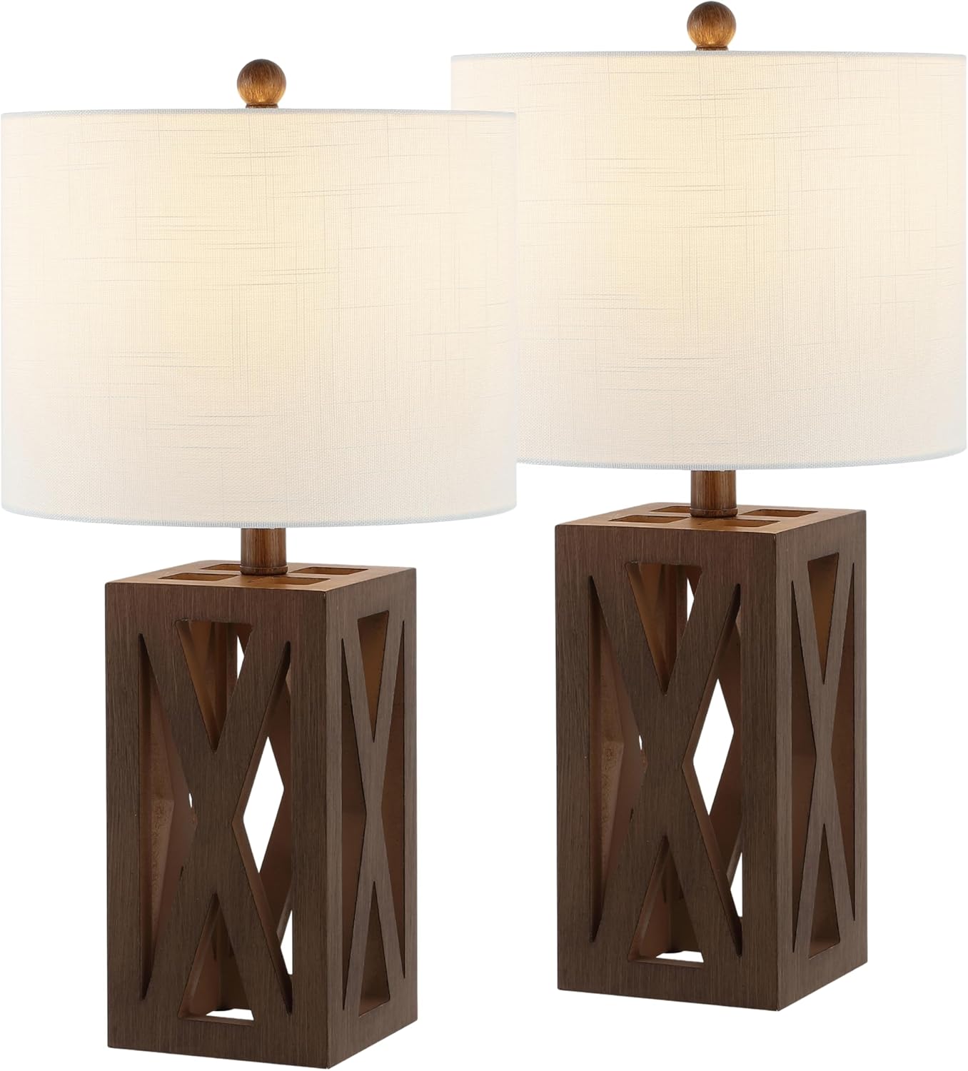 Linen Farmhouse Black Desk Lamp — 21.5" — Set of 2