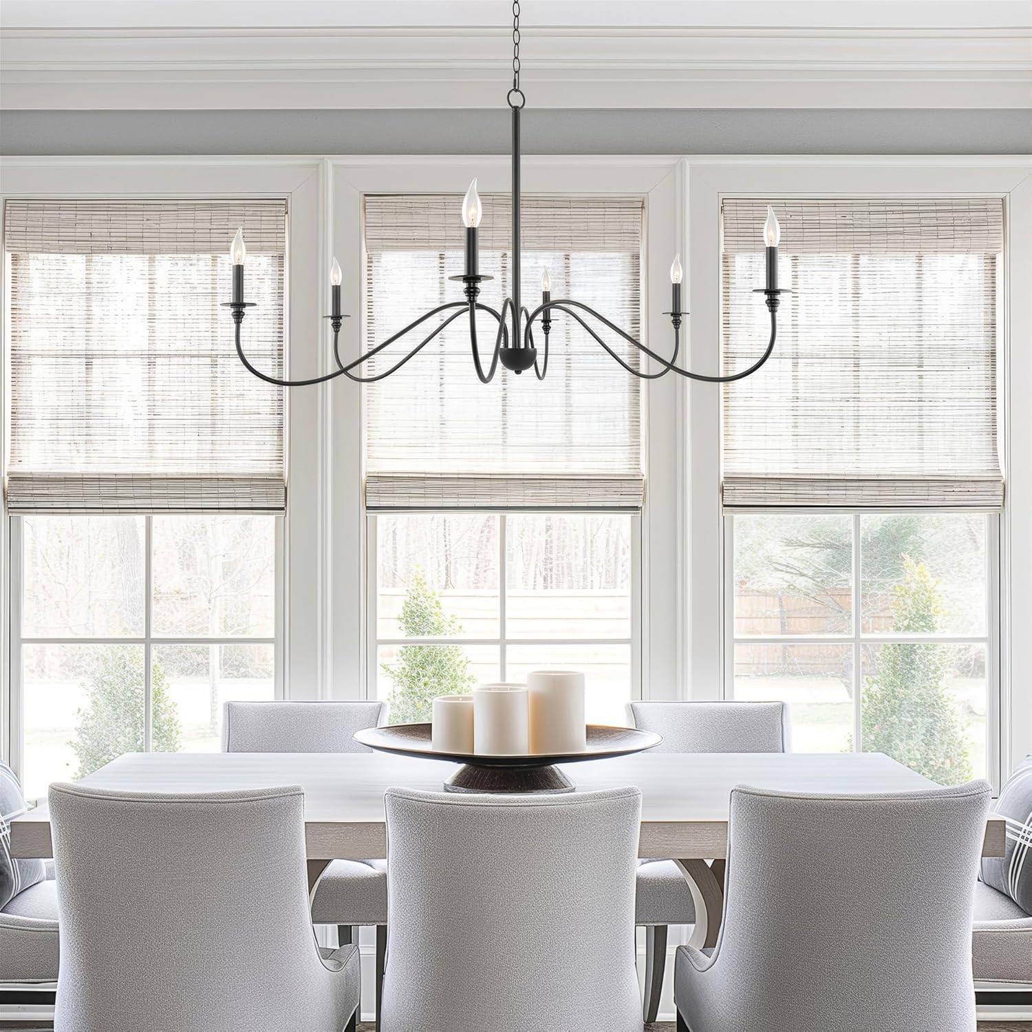 Farmhouse Black Chandelier — 6-Light - View 3