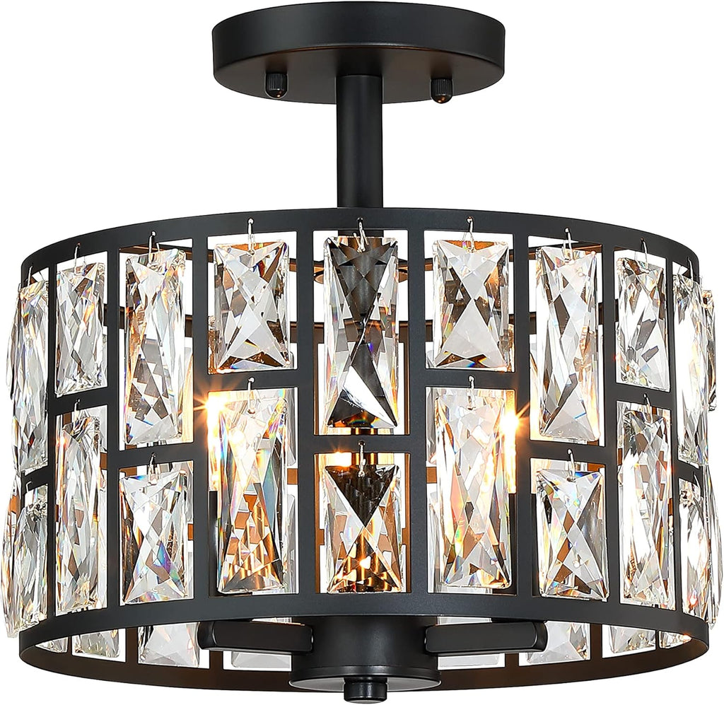 Luxe Black Chandelier — Black-3-lights