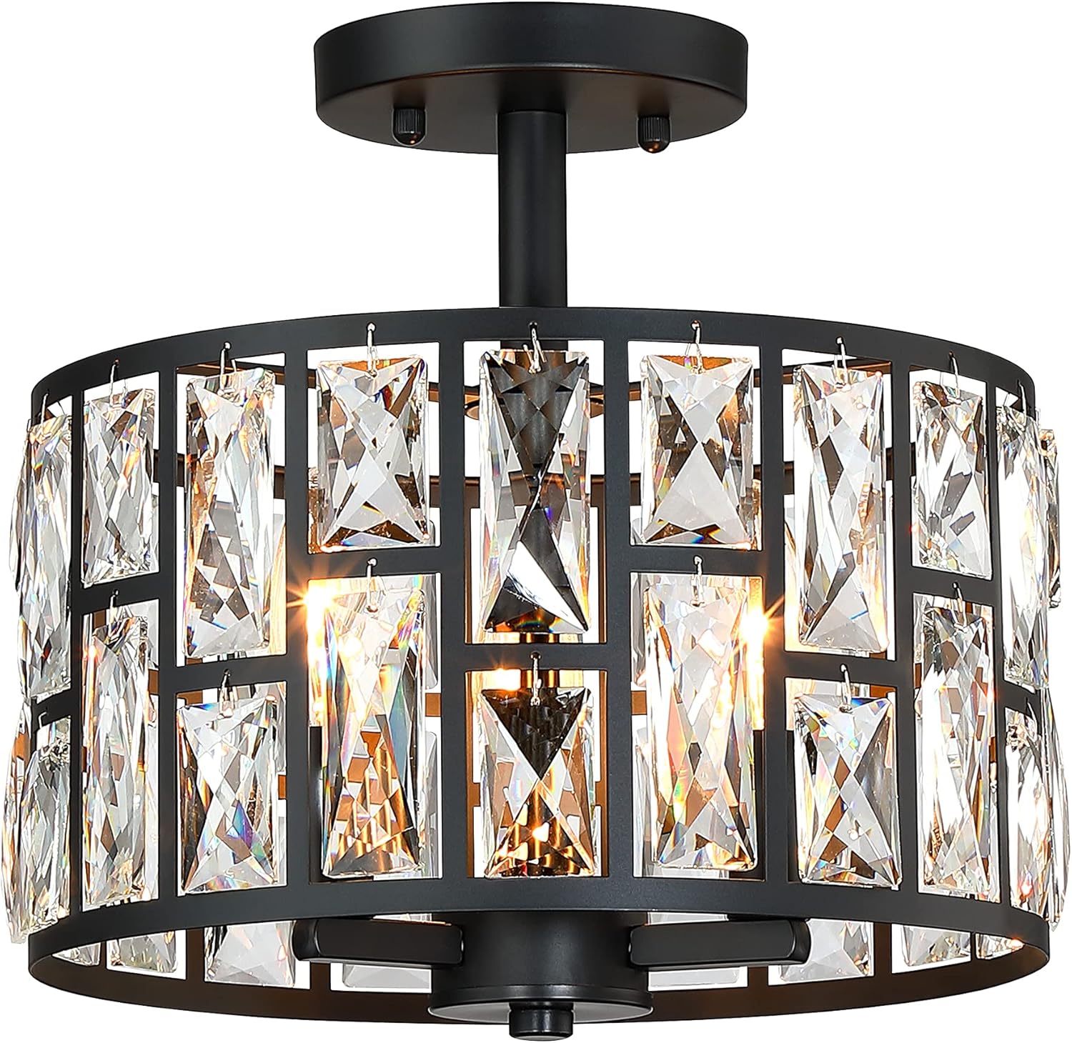 Luxe Black Chandelier — Black-3-lights