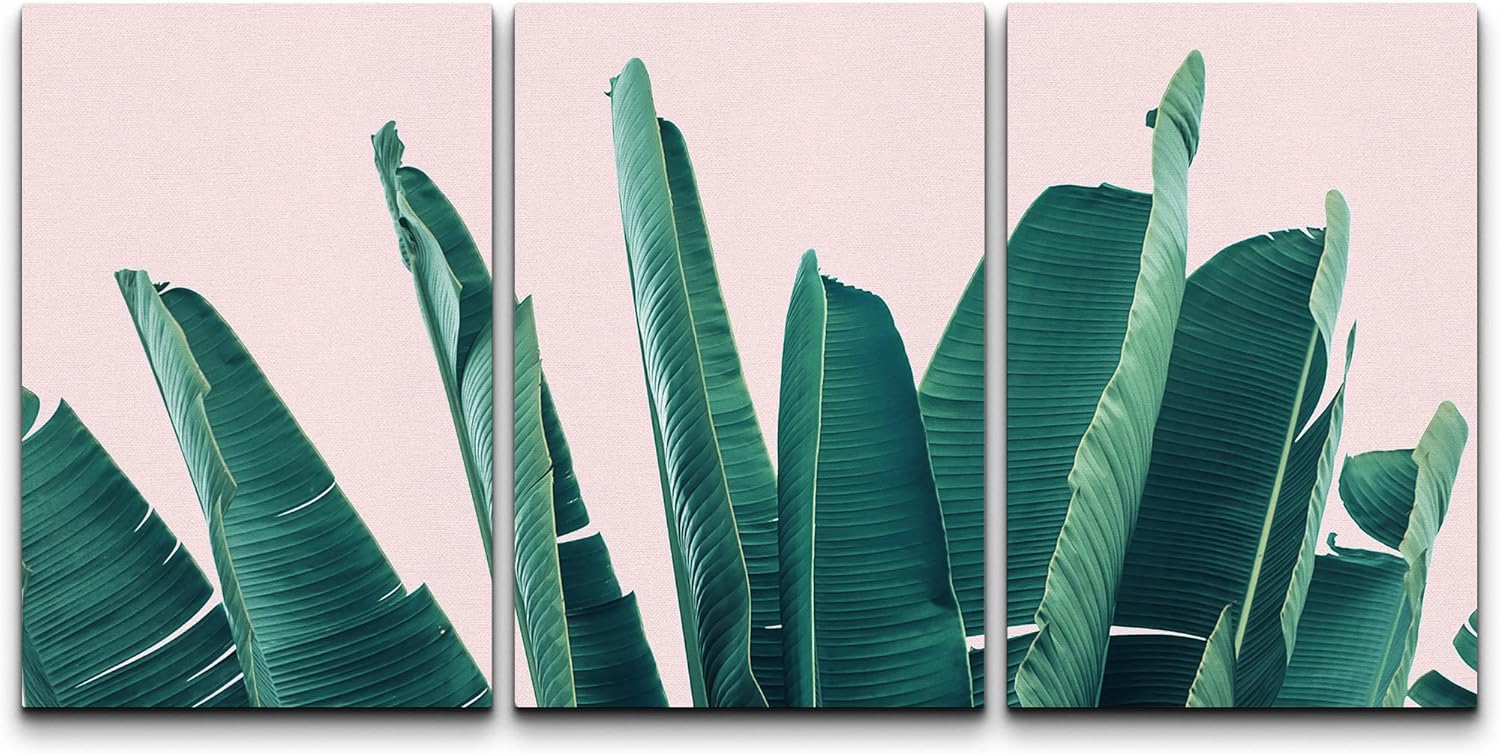 Framed Boho Green Wall Art — 24" — 36" x 24" x 3 Panels