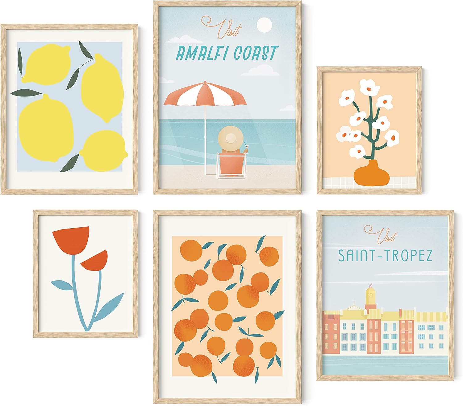 Framed Black Wall Decor — Set of 6 — Vintage Travel