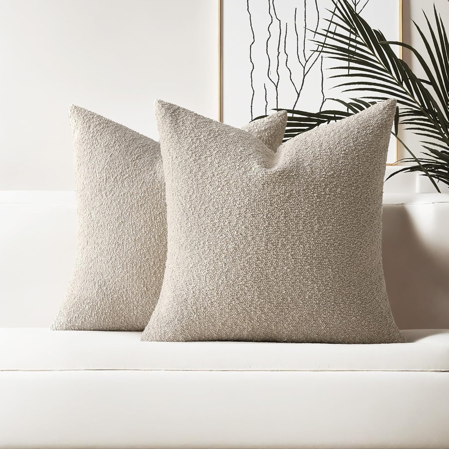 Boucle Boho Beige Pillow Cover — 18" — Oatmeal