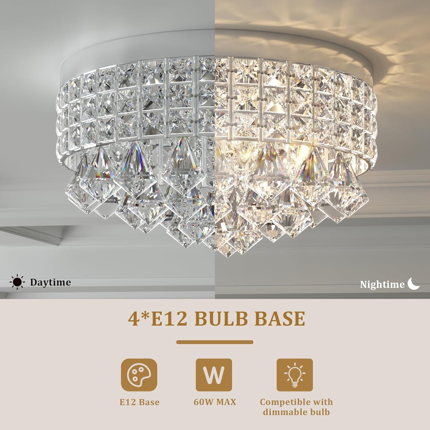 Round Luxe Black Chandelier — 15" - View 4