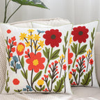 Embroidered Boho Blue Throw Pillow Cover — 18" - View 2