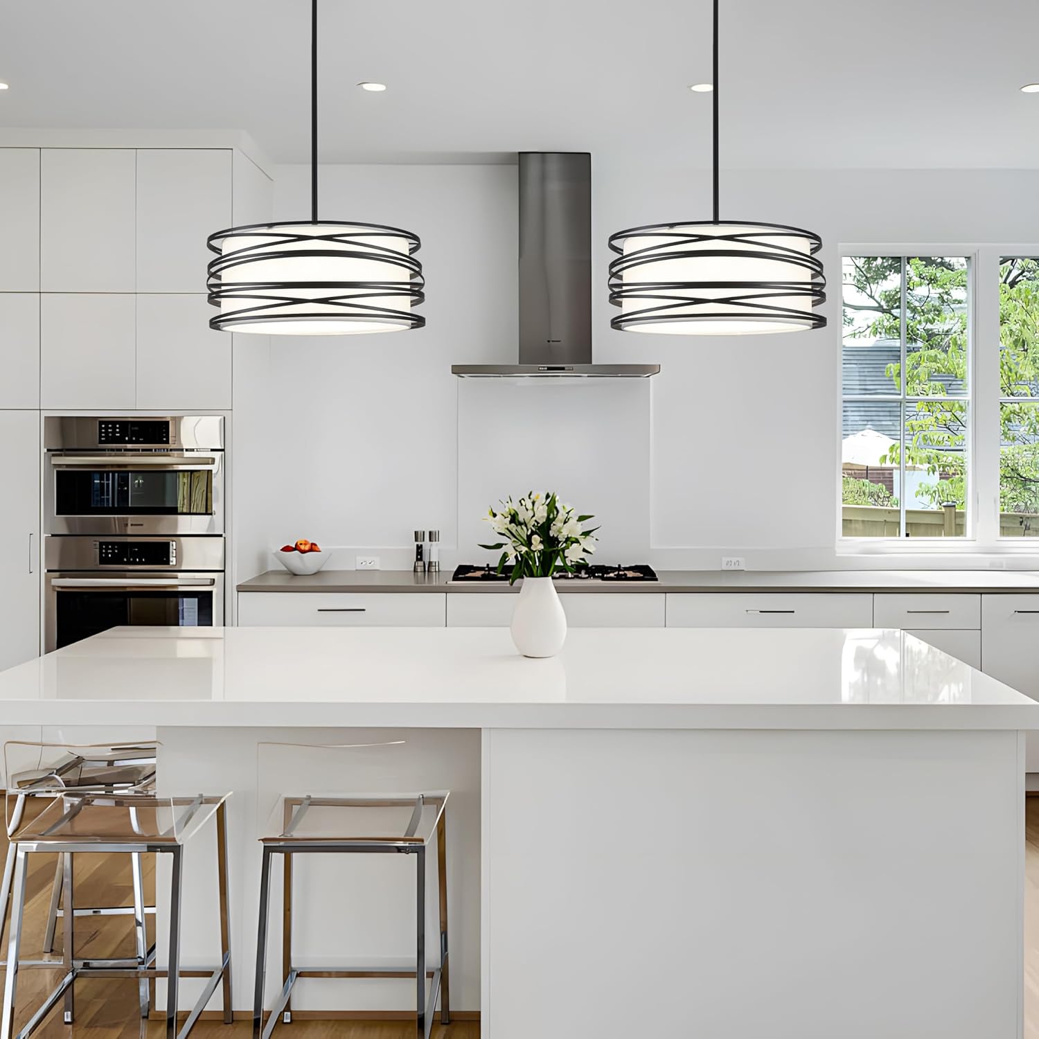 Farmhouse Black Chandelier — 3-Light - View 4