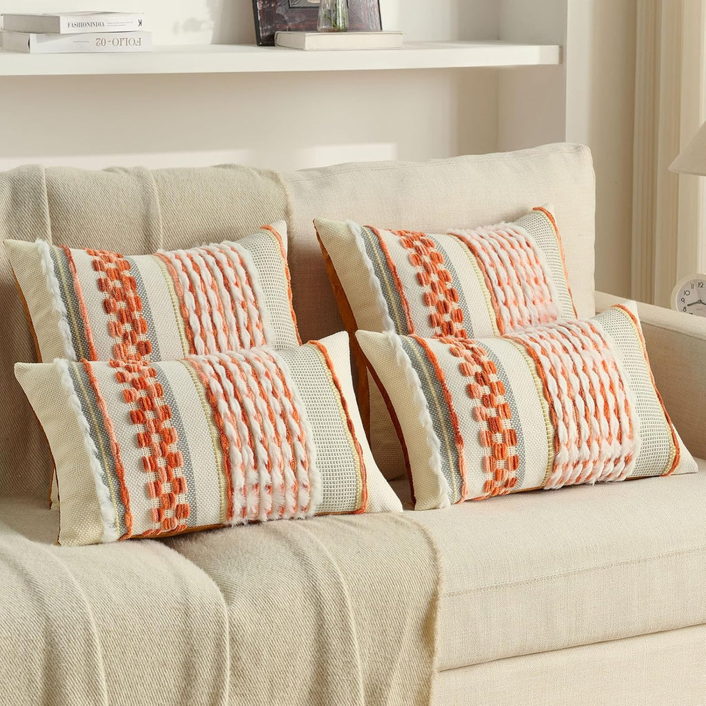 Tufted Boho Beige Throw Pillow Cover — 18" - View 5