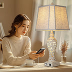 USB Beige Bedside Lamp — 28.5" - View 5