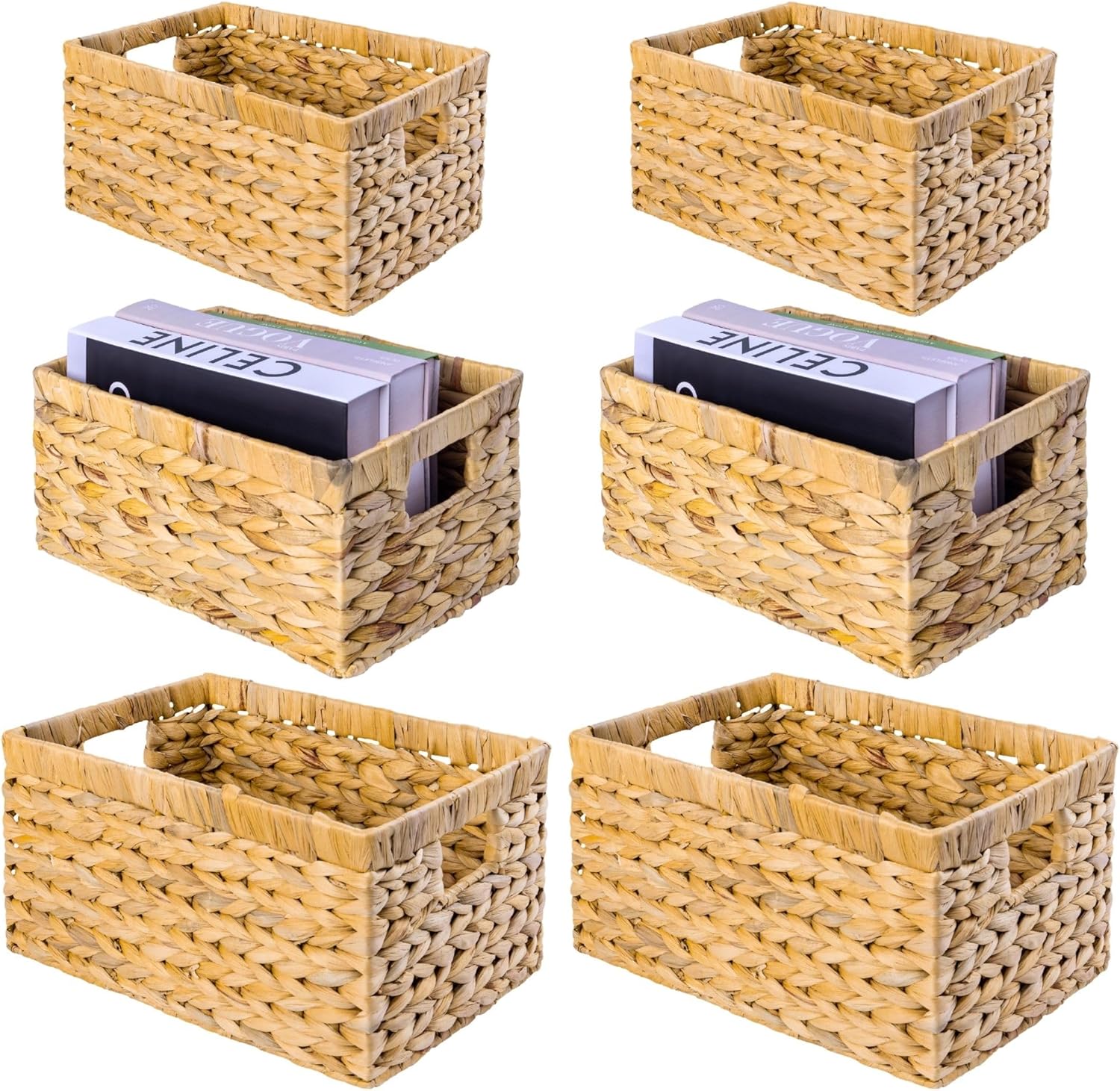 Handwoven Boho Beige Storage Basket — Set of 6 — Combo 2 Sets SML