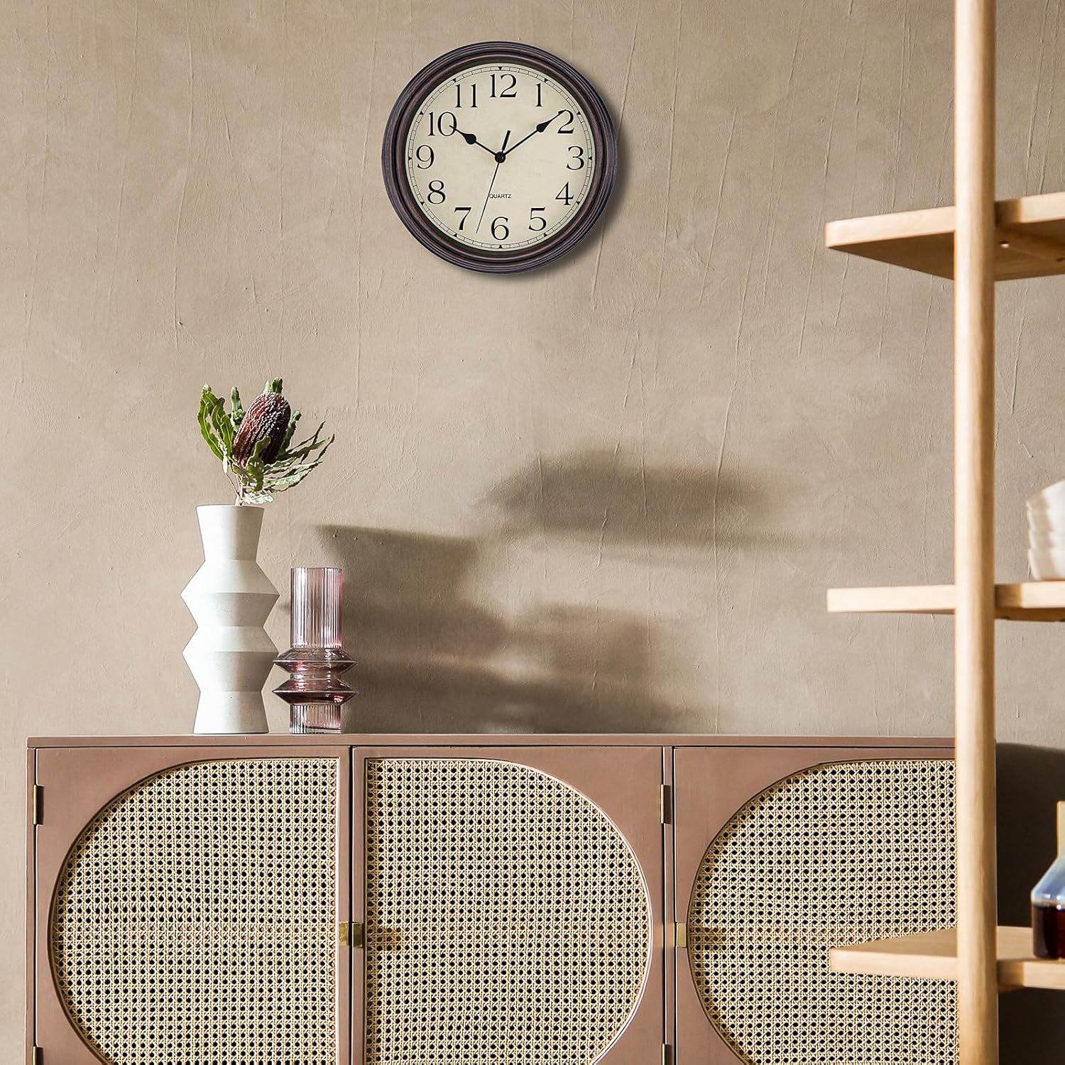Battery Operated Mid-Century Black Wall Clock — 12" - View 9