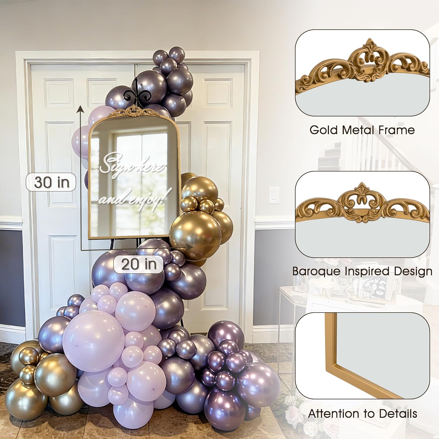 Vintage Luxe Gold Mirror — 30" - View 2