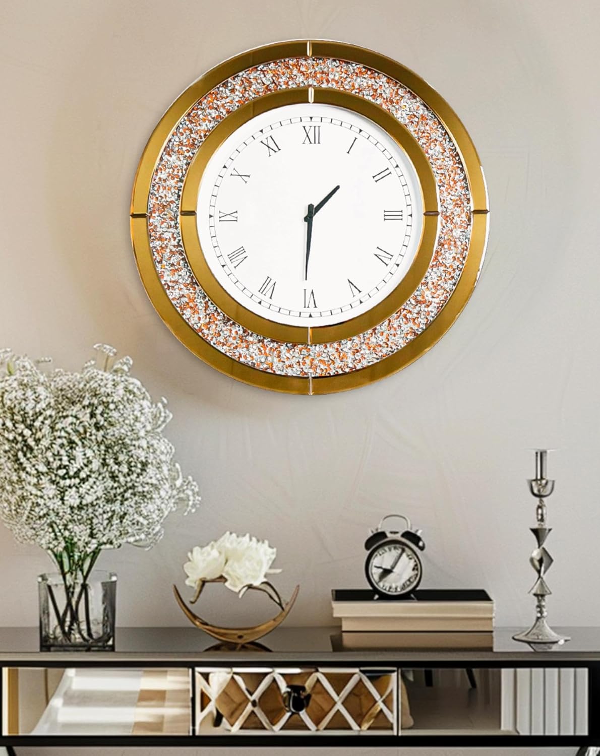 Round Brown Mirror — 32" - View 2