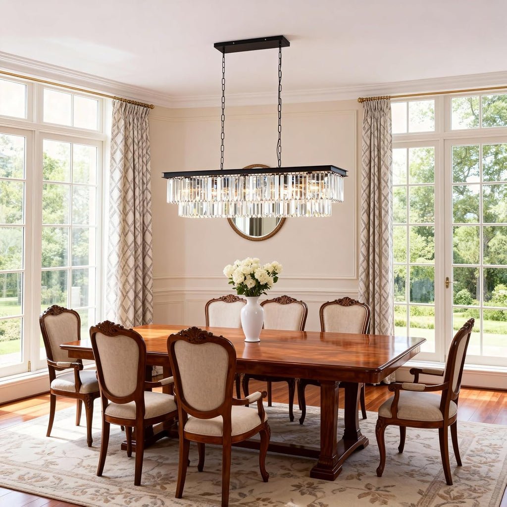 Rectangular Luxe Black Chandelier — 12-Light - View 7