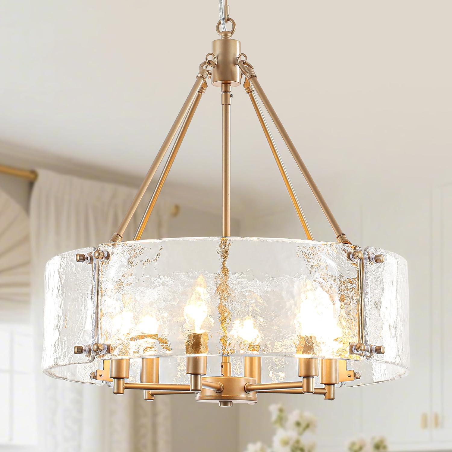 Round Farmhouse Black Chandelier — 5-Light — Gold