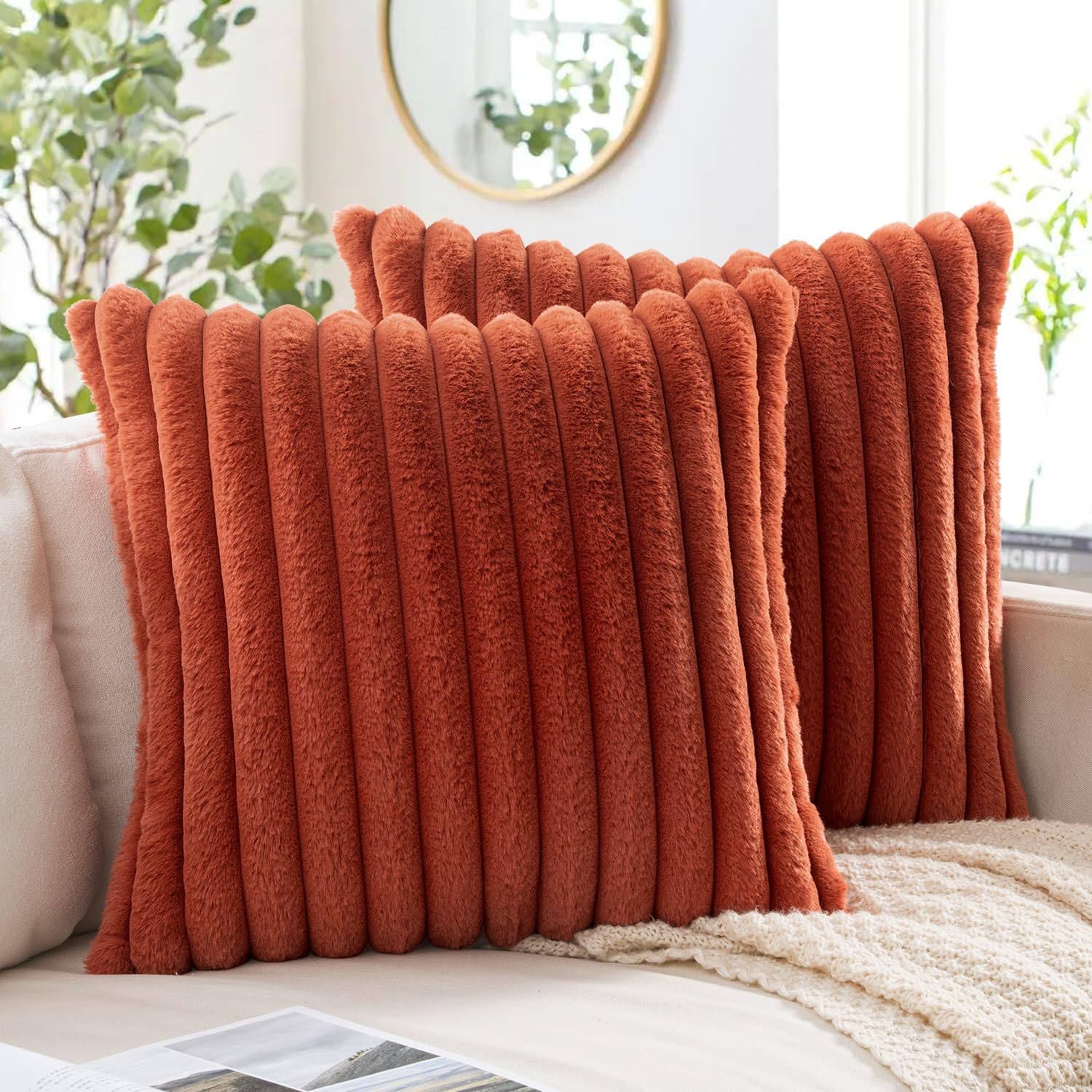 Vintage Boho Beige Throw Pillow Cover — 18" — 20" x 20" (Pack of 2)