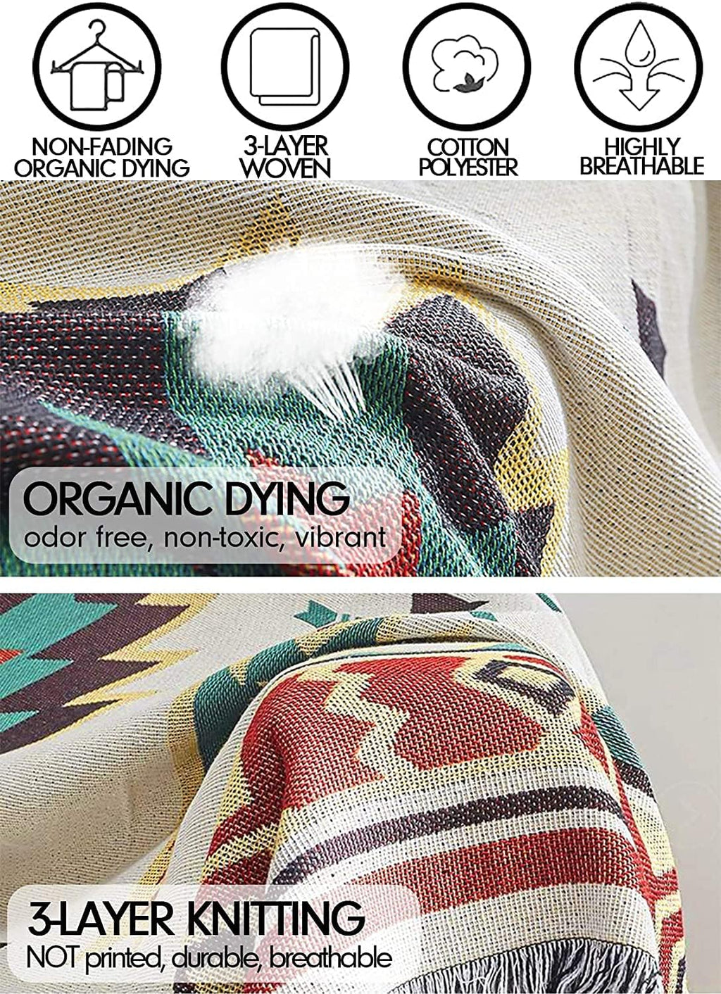 Boho Fabric Throw Pillow — 50" - View 8