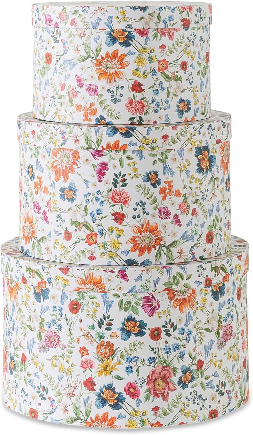 Round Boho Beige Home Decor — Set of 3 — Botanica Bliss White