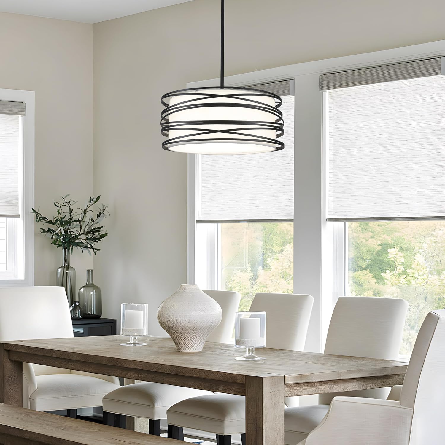 Farmhouse Black Chandelier — 3-Light - View 2