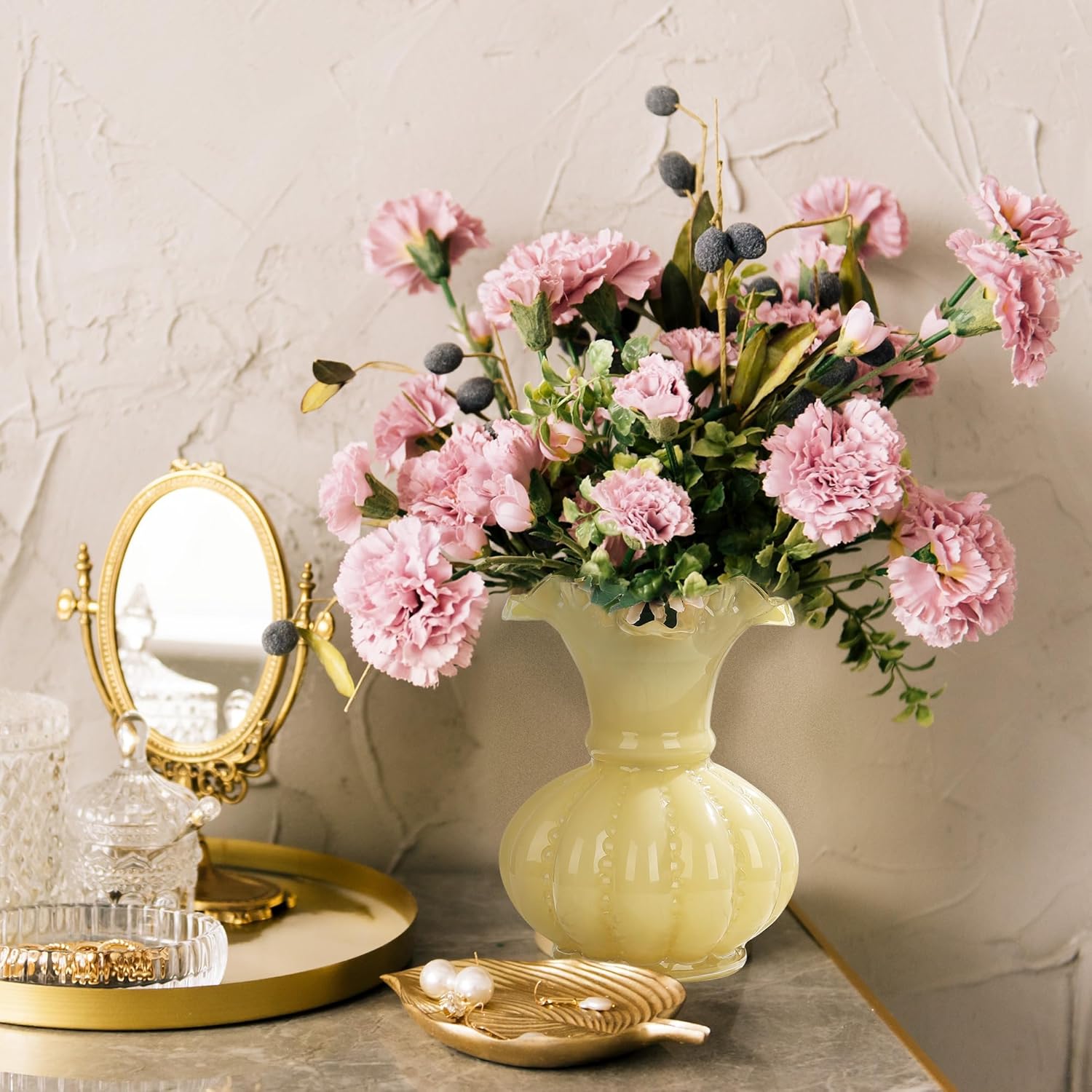 Vintage Farmhouse Green Flower Vase — 7.9" - View 5