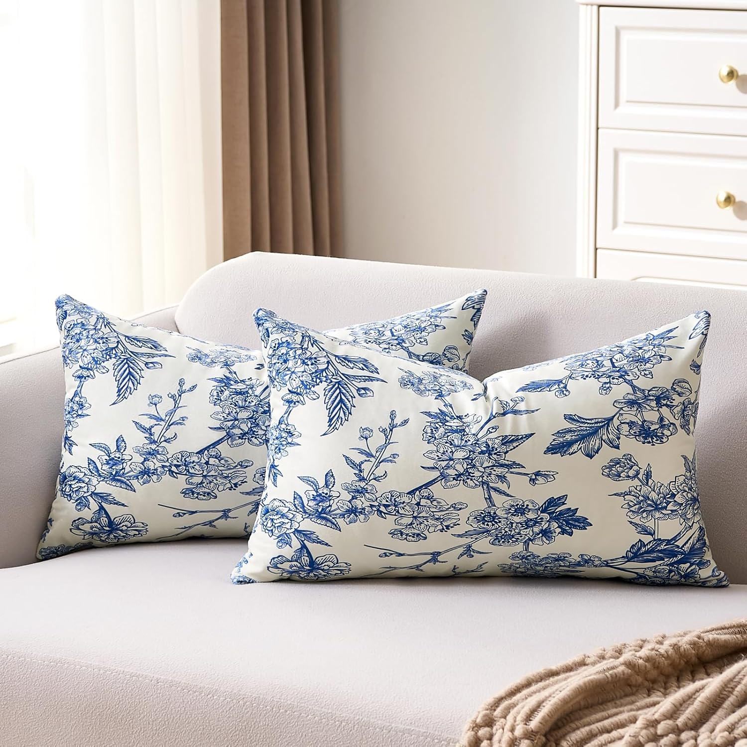 Velvet Boho Black Throw Pillow — 20" — Blue