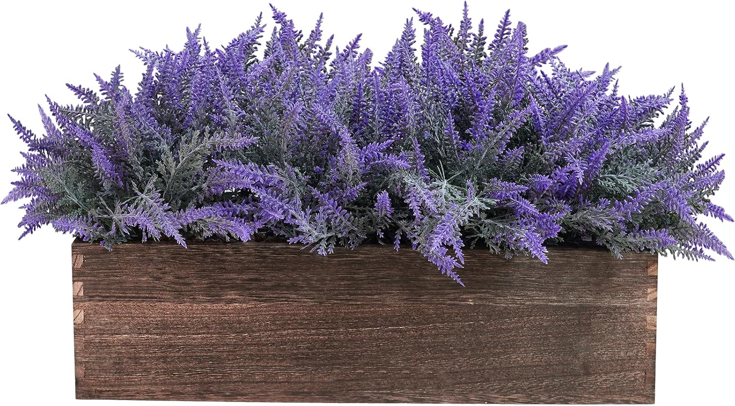 Rectangular Farmhouse Wood Artificial Plant — 14" — Lavender