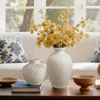 Round Farmhouse Ceramic Flower Vase — 5" - View 4
