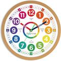 Battery Operated Blue Wall Clock — 14" — Wooden Grain