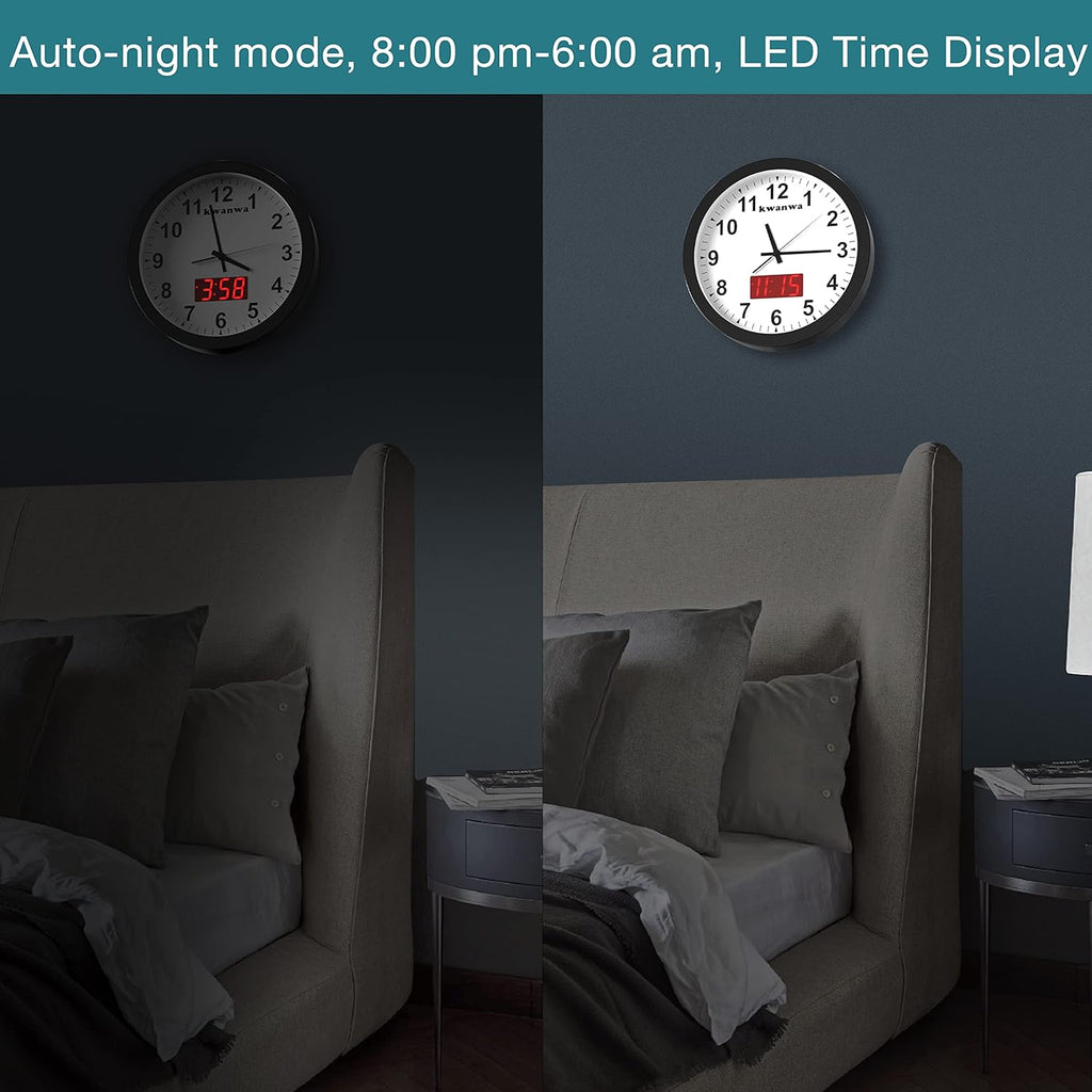 Adjustable Black Wall Clock — 12" - View 7