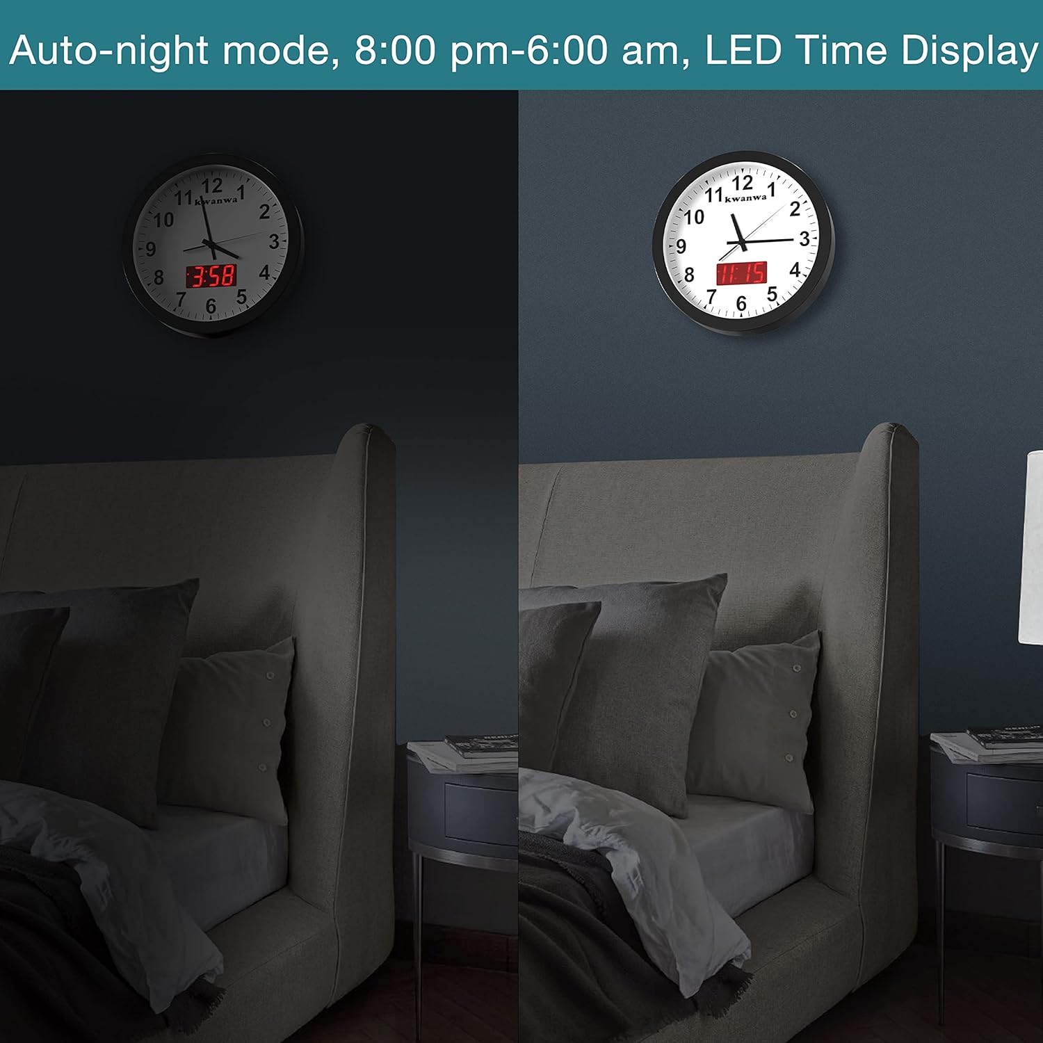 Adjustable Black Wall Clock — 12" - View 7