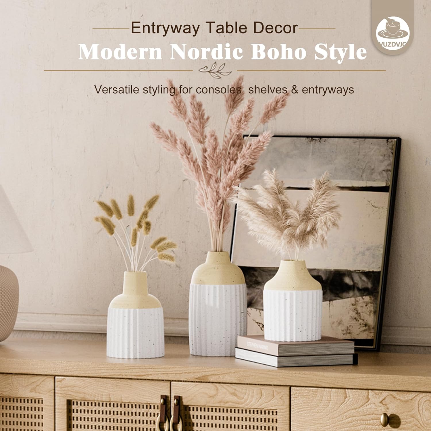 Boho Beige Decorative Vase — Set of 3 - View 5