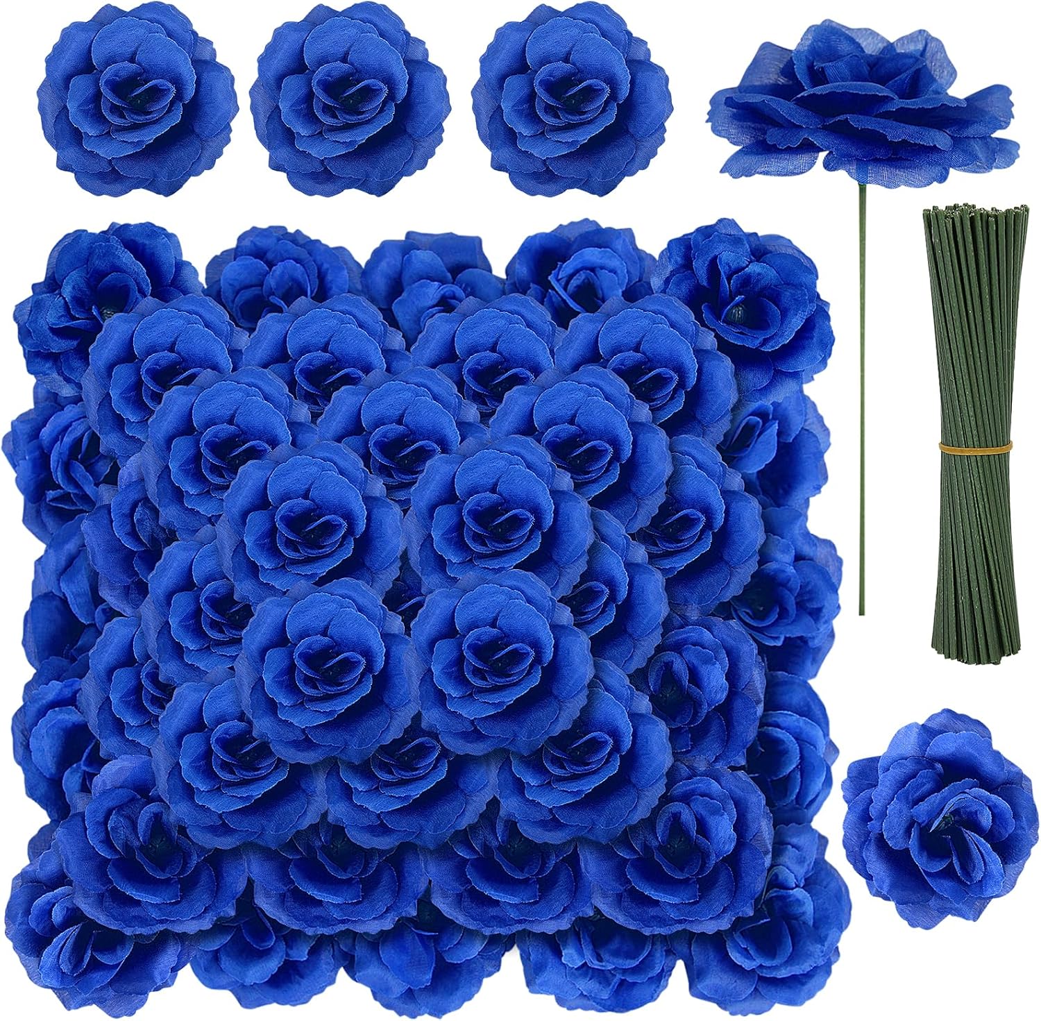 Luxe Black Artificial Flowers — 3.1" — Blue