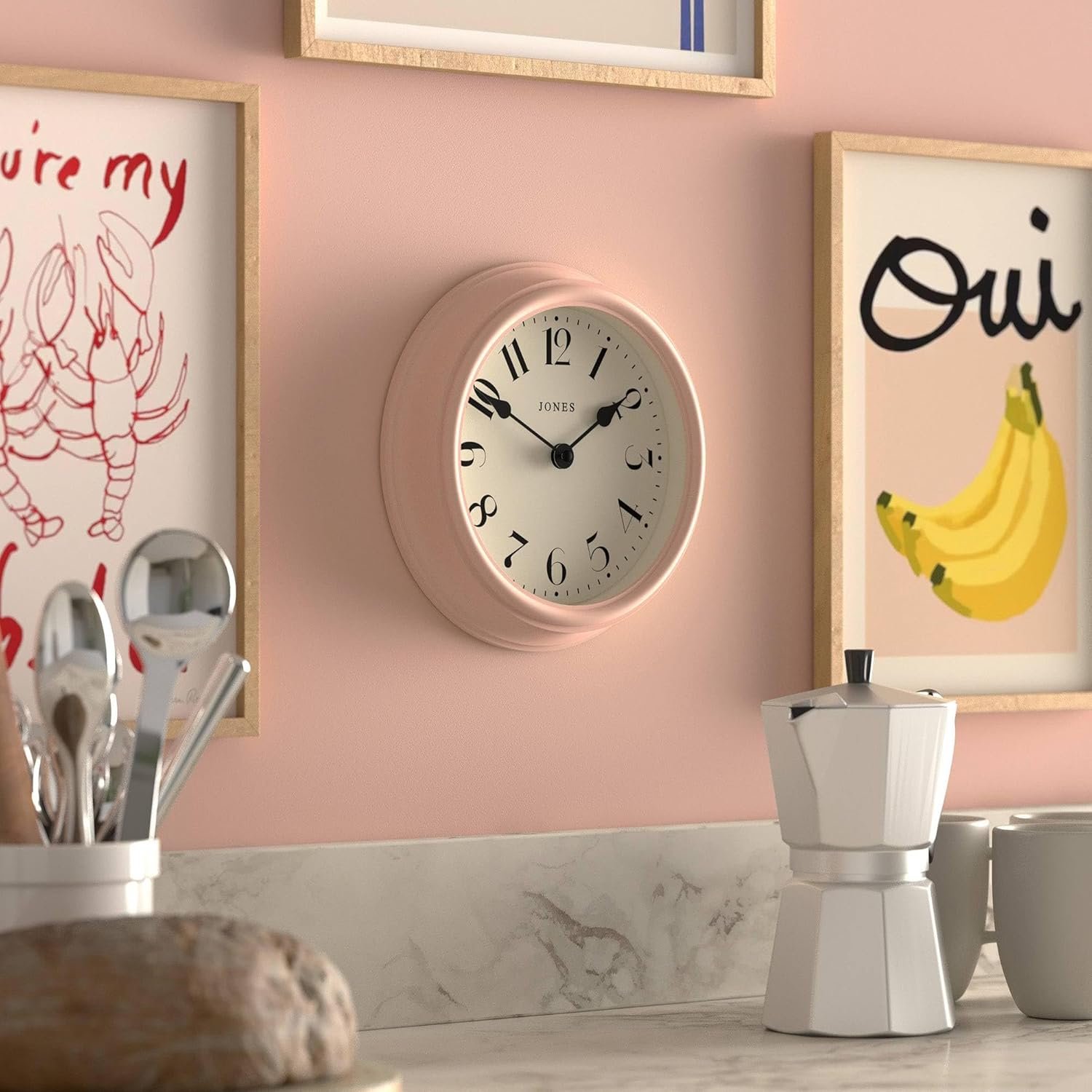 Round Beige Wall Clock - View 4