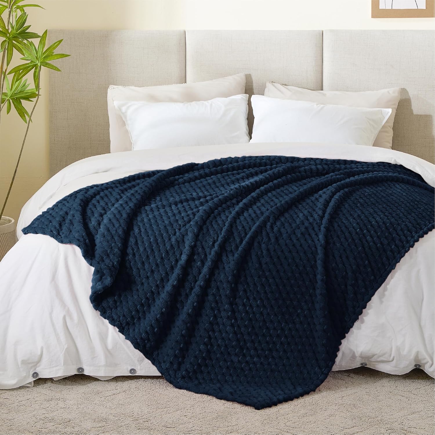 Black Throw Pillow — 50" — Navy-1