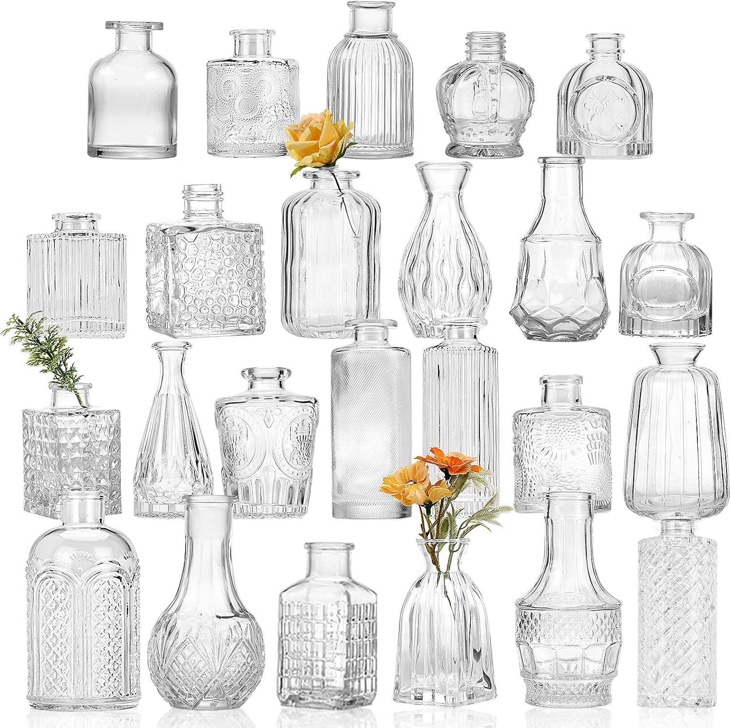 Vintage Blue Flower Vase — Clear