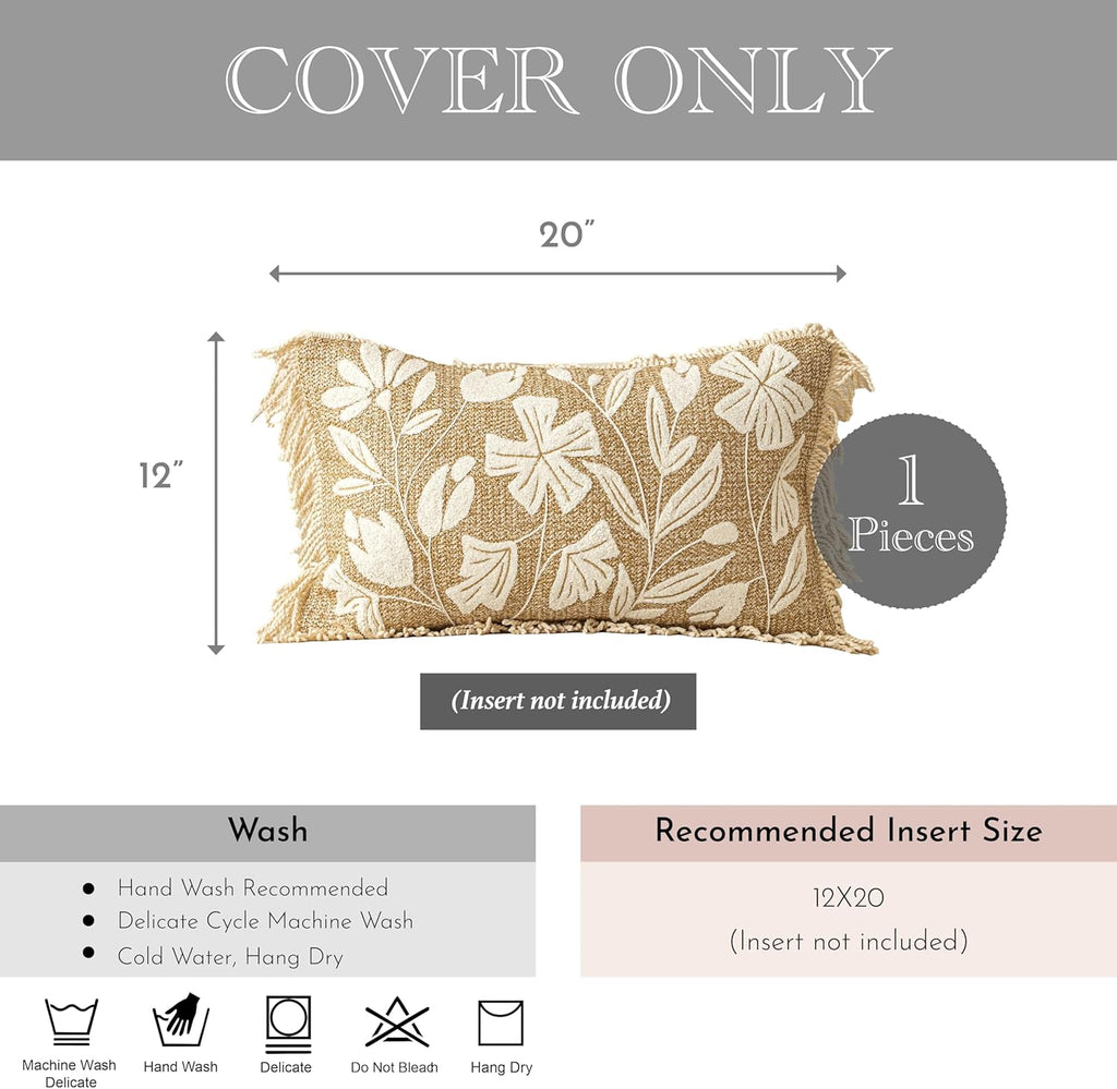 Lumbar Boho Beige Throw Pillow Cover — 20" - View 5