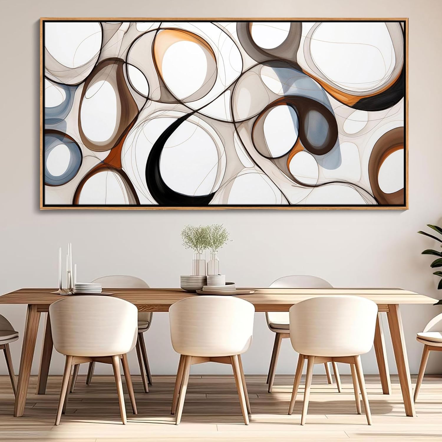 Framed Modern Black Canvas Wall Art — 48" — 58"L x 29"W