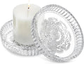 Round White Pillar Candle — 5" — Snowflake,1