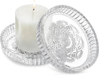 Round White Pillar Candle — 5" — Snowflake,1
