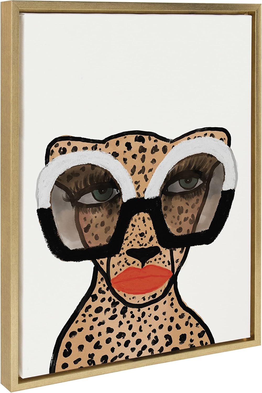 Framed Modern Beige Canvas Wall Art — 18" — Gold