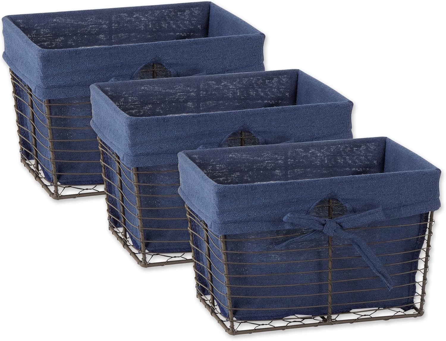 Vintage Farmhouse Black Storage Basket — 6" — Vintage French Blue