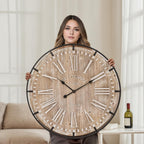 Vintage Farmhouse Brown Wall Clock — 24" — Brown