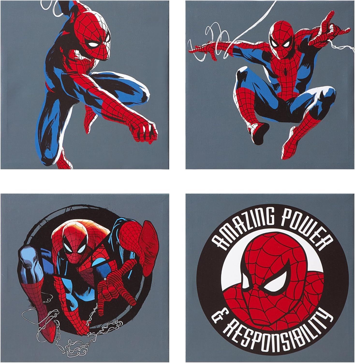 Black Canvas Wall Art — 12" — Spiderman Amazing Power & Responsibility