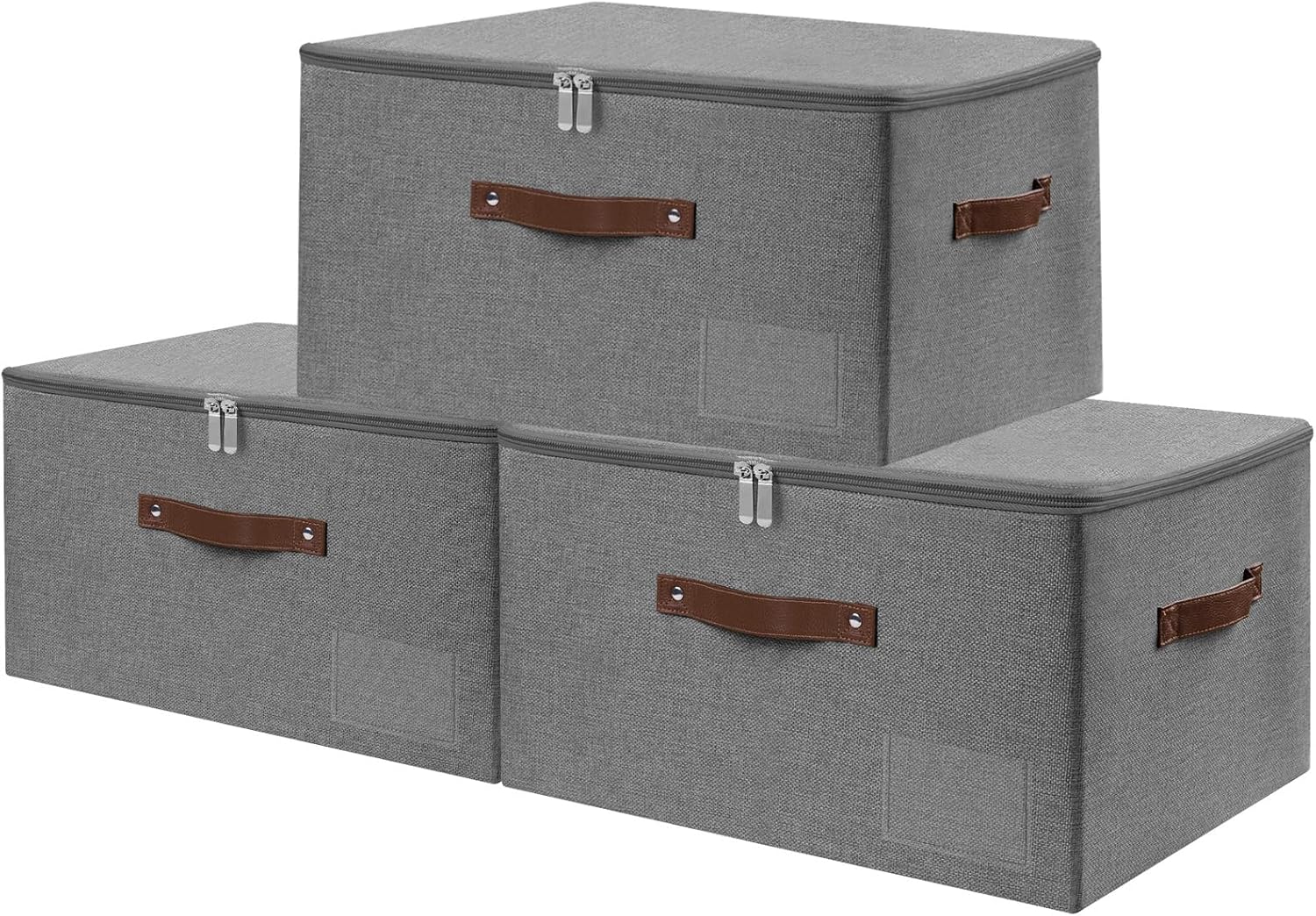 Linen Beige Storage Bin — Set of 1 — Large (Pack of 3）